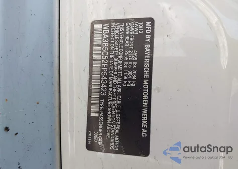 2014 BMW 328I xDrive z USA, uszkodzony, nr VIN WBA3B5C52EP543423